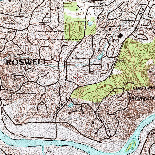 Topographic Map of River Eves Elementary School, GA
