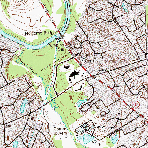 Topographic Map of River Exchange Shopping Center, GA