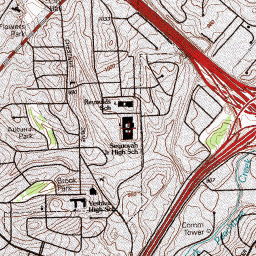 Topographic Map of Sequoyah Middle School, GA