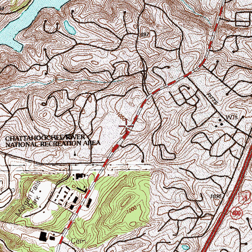 Topographic Map of Shops at Morgan Falls Shopping Center, GA