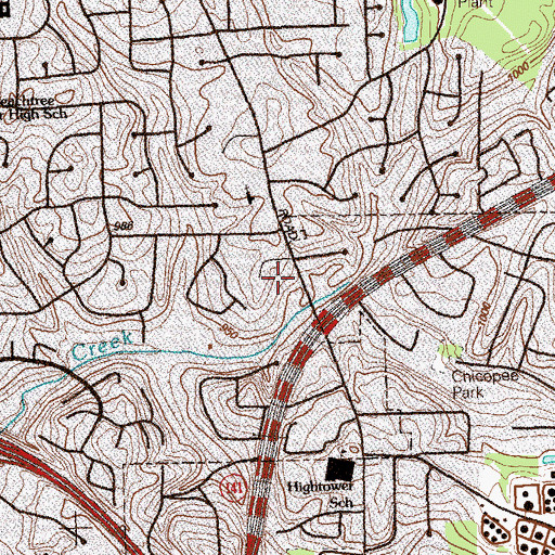 Topographic Map of The Mill Centre Shopping Center, GA