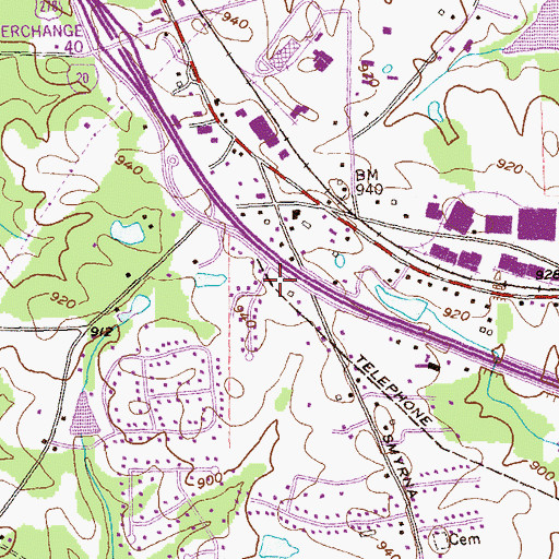 Topographic Map of Georgia Station Patrol Post 46 Police Station, GA