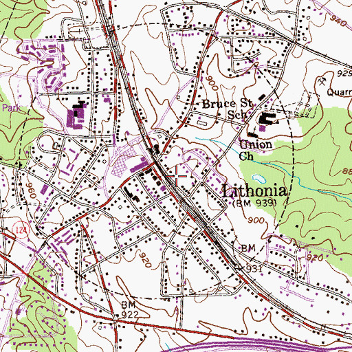Topographic Map of Lithonia Baptist Church, GA