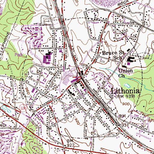 Topographic Map of Lithonia Police Department, GA