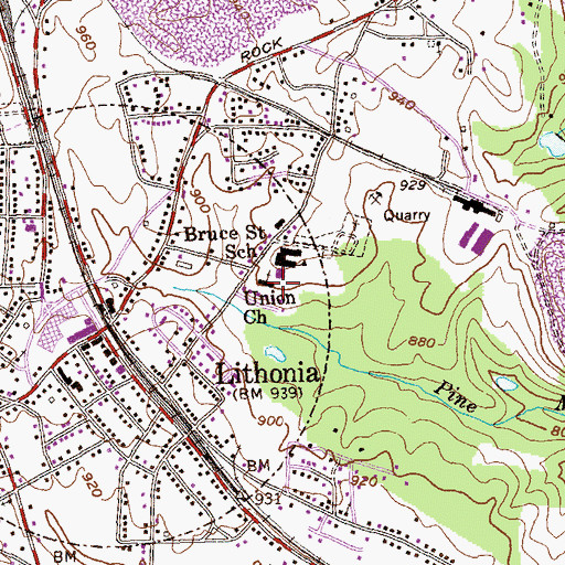 Topographic Map of Lucious Sanders Recreation Center, GA