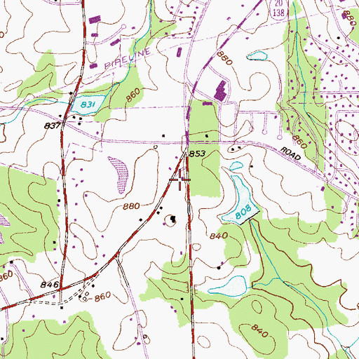 Topographic Map of Rockdale Square Shopping Center, GA
