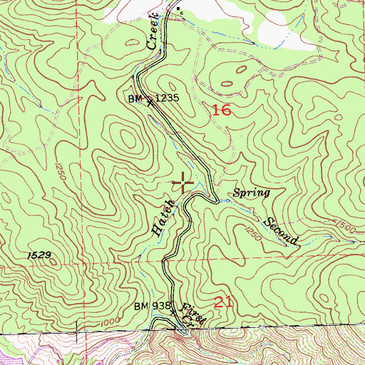Topographic Map of Second Creek, CA
