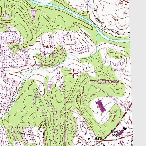 Topographic Map of Way of the Cross Baptist Church, GA