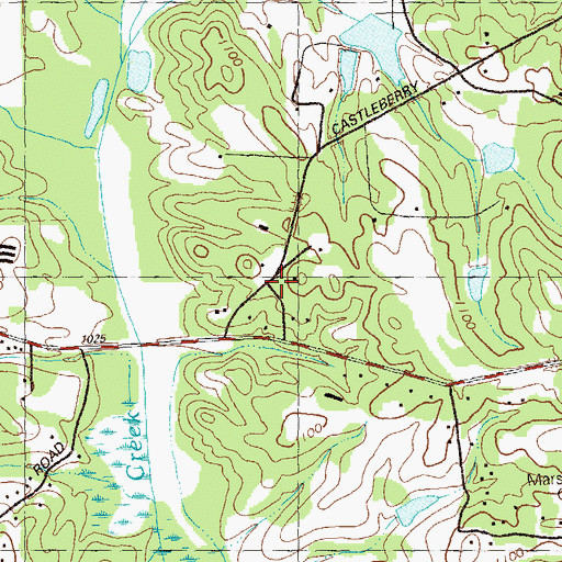 Topographic Map of Castleberry Road Baptist Church, GA