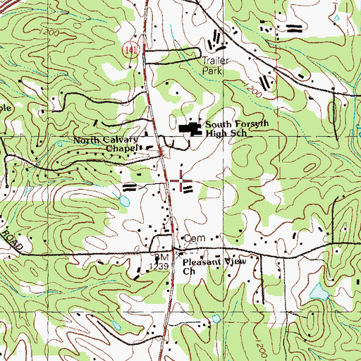 Topographic Map of Creekside United Methodist Church, GA