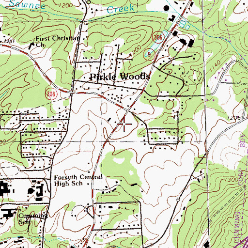 Topographic Map of Forsyth County Library, GA
