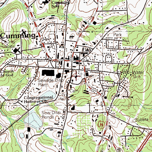 Topographic Map of Forsyth County Sheriff's Office - Detention Center, GA