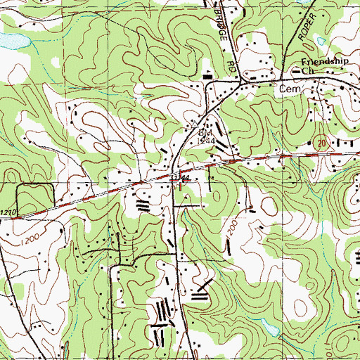 Topographic Map of Greens Corners Shopping Center, GA