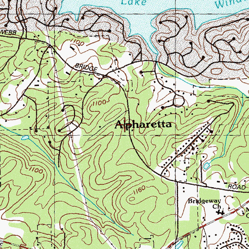 Topographic Map of Webb Bridge Middle School, GA