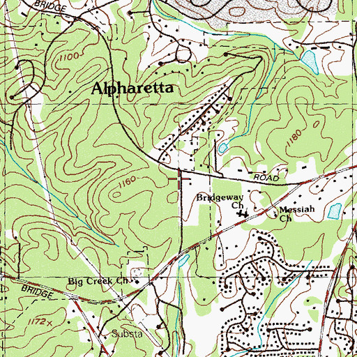 Topographic Map of Webb Bridge Post Office, GA