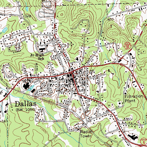 Topographic Map of Dallas Police Department, GA