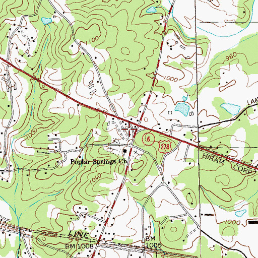 Topographic Map of Hiram Crossing Shopping Center, GA