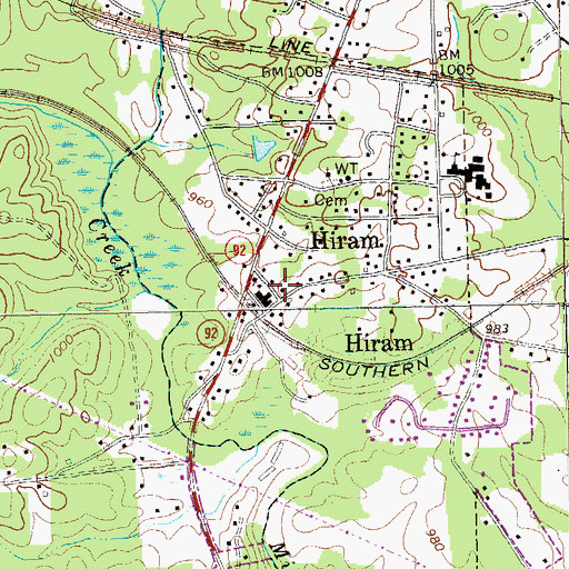 Topographic Map of Hiram Police Department, GA