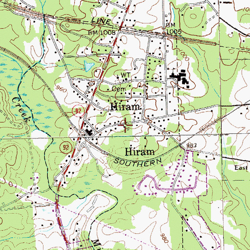 Topographic Map of Hiram Seventh Day Adventist Church, GA