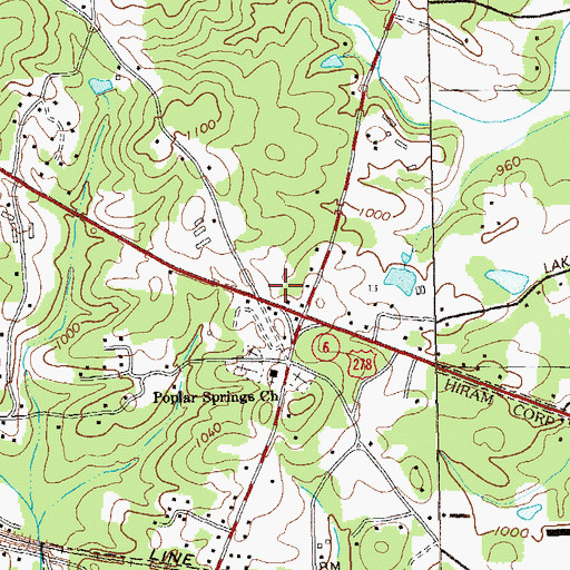 Topographic Map of Paulding Commons Shopping Center, GA