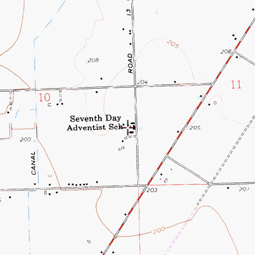 Topographic Map of Seventh Day Adventist School, CA