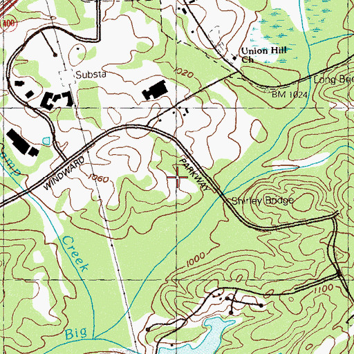 Topographic Map of Alpharetta Fire Department Station 2, GA