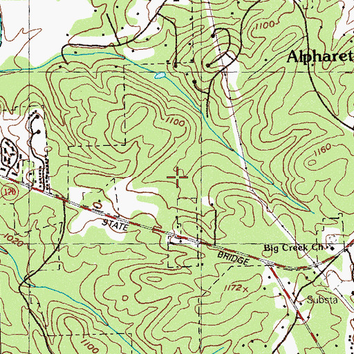 Topographic Map of Alpharetta Fire Department Station 4, GA