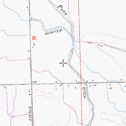 Topographic Map of Shafter Ditch, CA