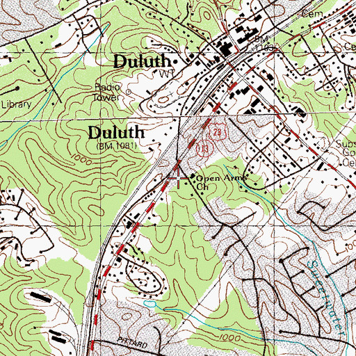 Topographic Map of Duluth Police Department, GA