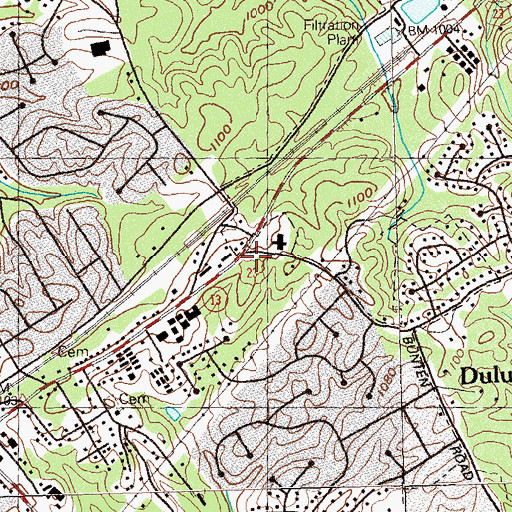 Topographic Map of Duluth Station Shopping Center, GA