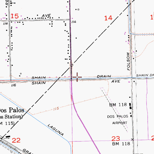 Topographic Map of Shain Drain, CA