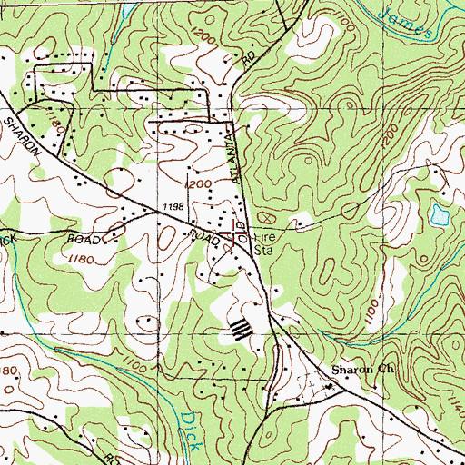 Topographic Map of Forsyth County Station 10 Fire Station, GA