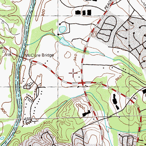 Topographic Map of Peachtree Hill Shopping Center, GA