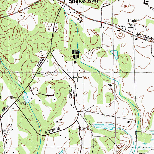 Topographic Map of Shakerag Recreation Center, GA