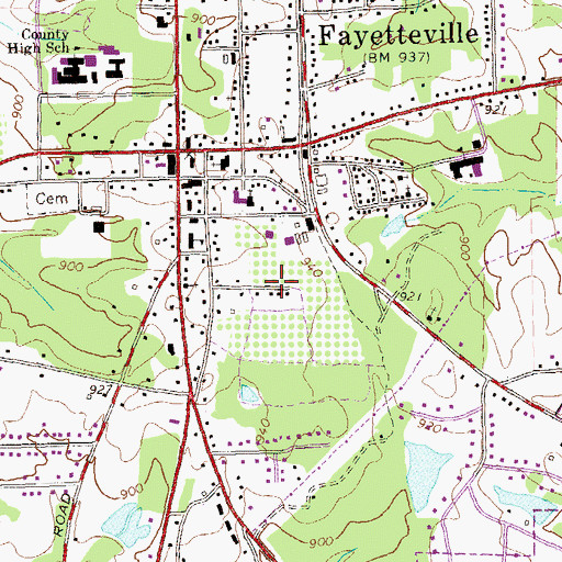 Topographic Map of Fayette County Sheriff's Office, GA
