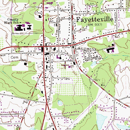 Topographic Map of Fayette County Fire and Emergency Services Station 4, GA