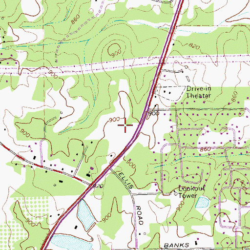 Topographic Map of Fayette Pavillion Shopping Center, GA