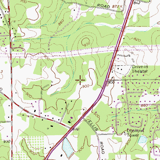 Topographic Map of Fayetteville Fire Department Station 92, GA