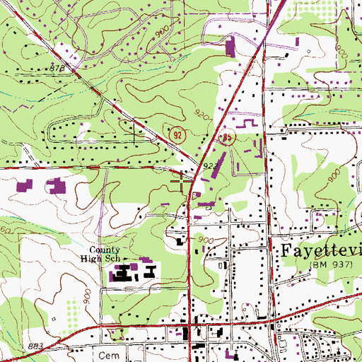 Topographic Map of Glynn Hood Plaza Shopping Center, GA