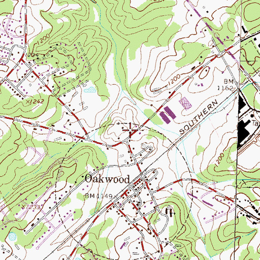 Topographic Map of First Baptist Church of Oakwood, GA