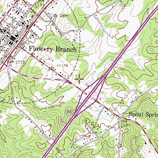 Topographic Map of Hall Creek Village Business Park, GA