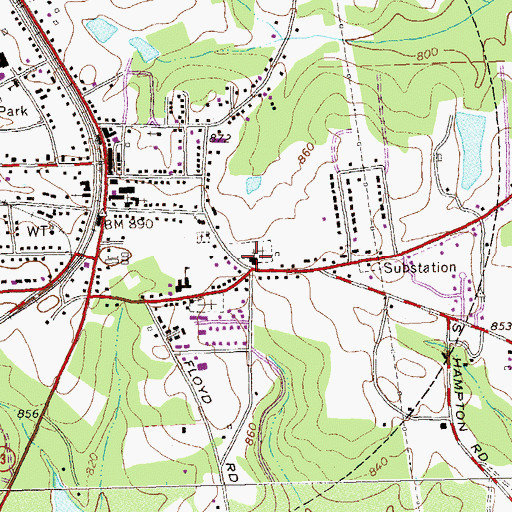 Topographic Map of Hampton Church of God, GA