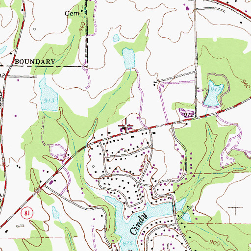 Topographic Map of Lake Cindy First Baptist Church, GA