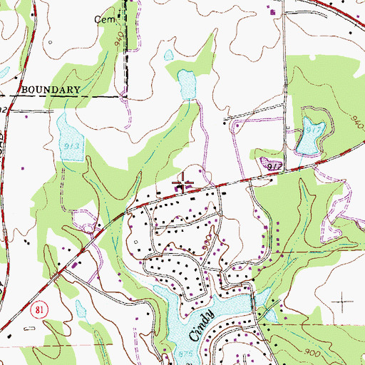 Topographic Map of Lake Cindy First Baptist Church, GA
