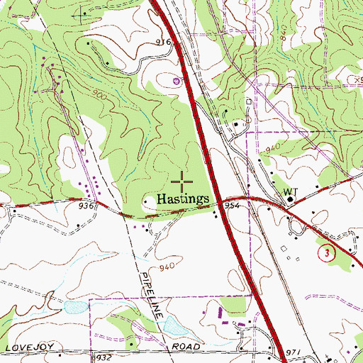 Topographic Map of Lovejoy Station Shopping Center, GA
