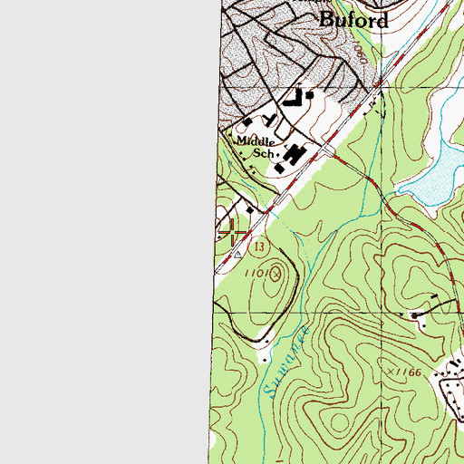 Topographic Map of Buford Sugar Hill Library, GA