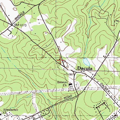 Topographic Map of Dacula Village Shopping Center, GA