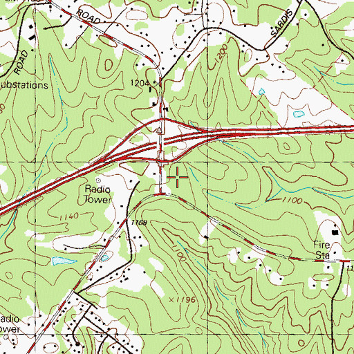 Topographic Map of Hamilton Mill Village Shopping Center, GA