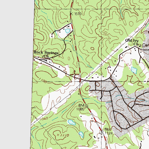 Topographic Map of Rock of Gwinnett Church, GA