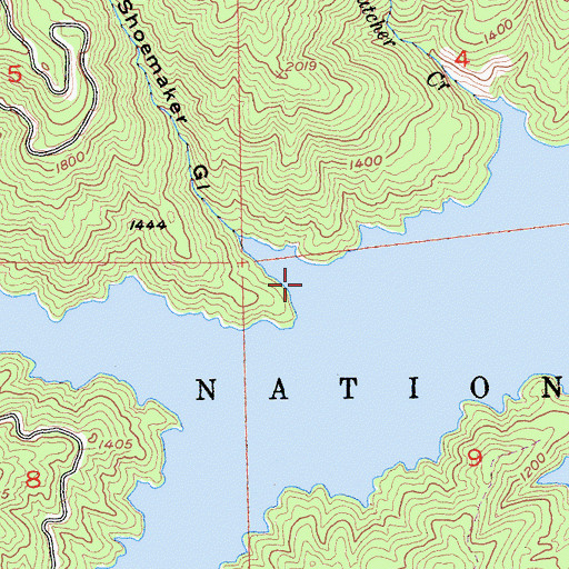 Topographic Map of Shoemaker Gulch, CA